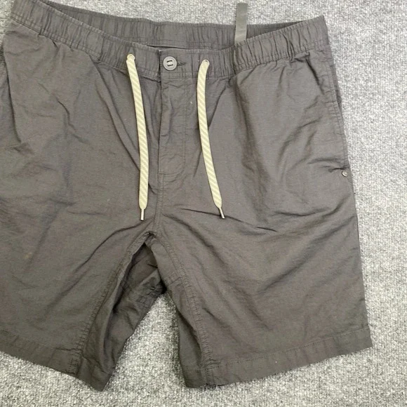Vuori Ripstop Shorts Mens XXL Charcoal Grey Organic Cotton V370 Elastic Waist - Picture 3 of 11